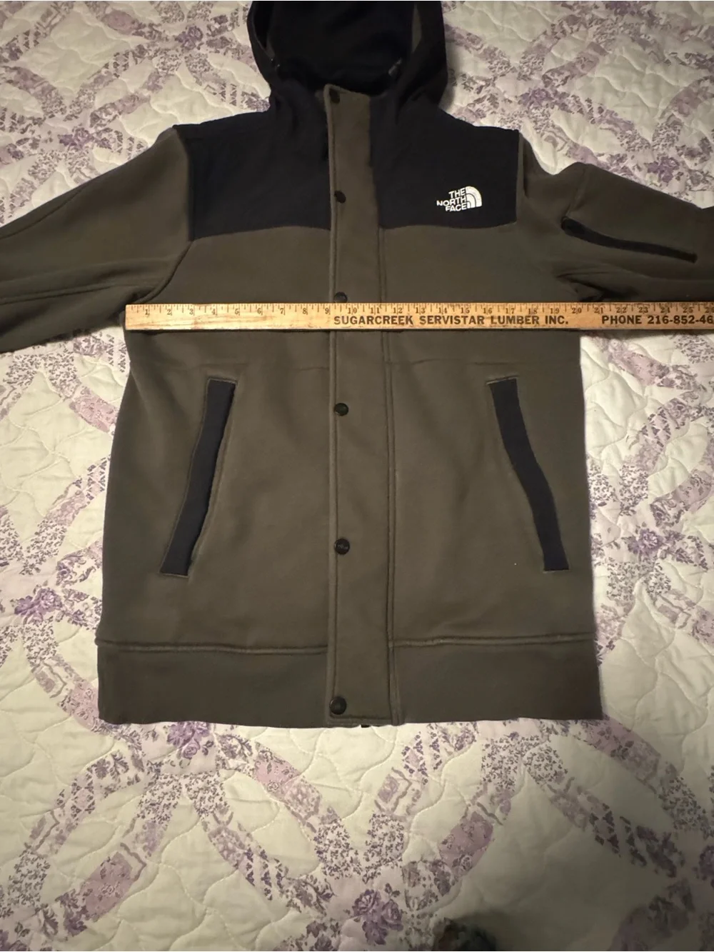The North Face Olive Green & Black Hooded Windbreaker Jacket